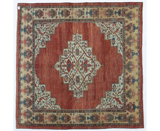 Rare large antique square Bakhshayesh rug from private collection - (630)