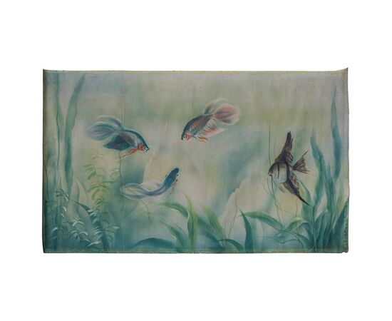 Oil-painted panel "Seabed" - airbrush on canvas - O/7449