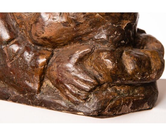 Antica scultura in legno "bimba che dorme"- O/5303