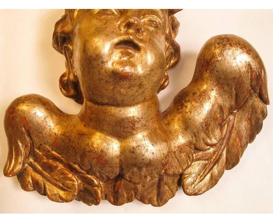 Pair of large 18th-century gilded wood angels - O/7283