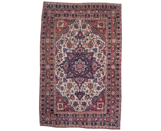 Antique large KIRMAN RAVAR with light background - no. 375