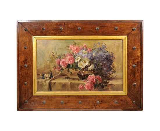 Triumph of roses and flowers in a large, particular Art Deco frame - O/6752