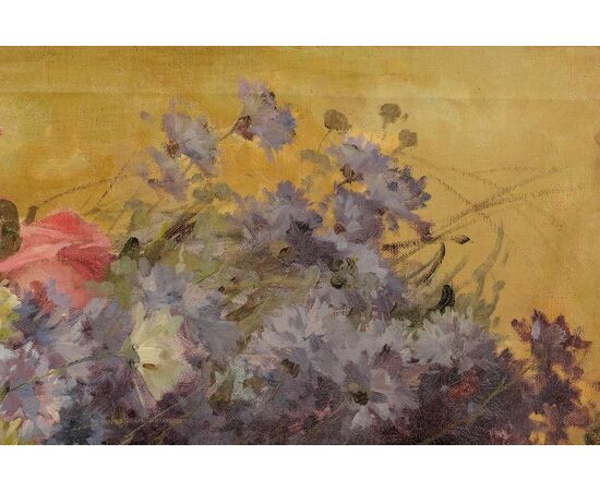Triumph of roses and flowers in a large, particular Art Deco frame - O/6752