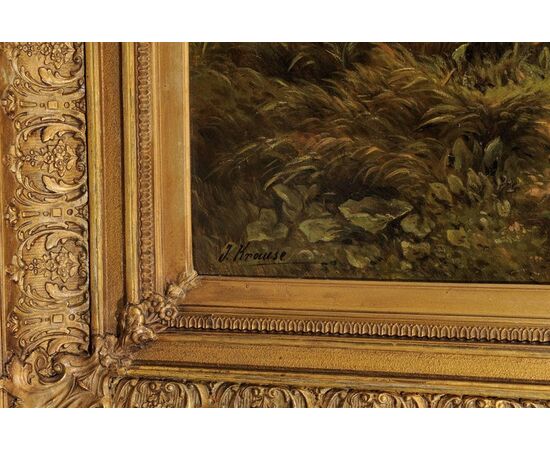 Antique German painting with Italian landscape - O/7427