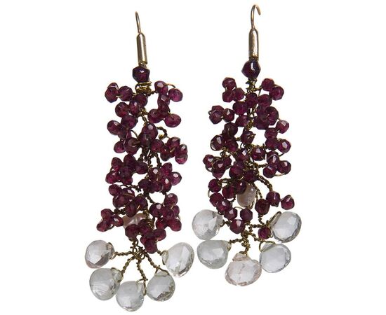 Earrings with garnets and aquamarine - G/359