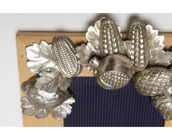 Wooden and silver-plated brass photo frame - O/1785