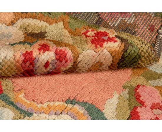 Small handmade HOOKED rug, vintage - n.1222 -
