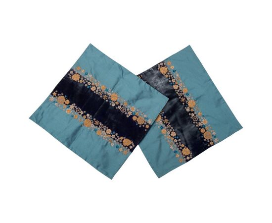 Pair of embroidery in cannetille on velvet and silk - B/1828