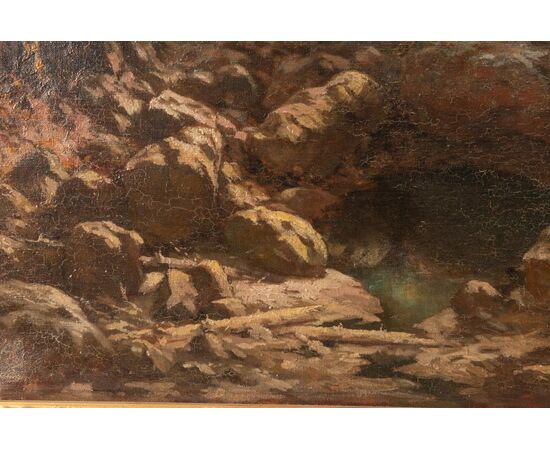 French painting "Stream in the woods" - O/8218