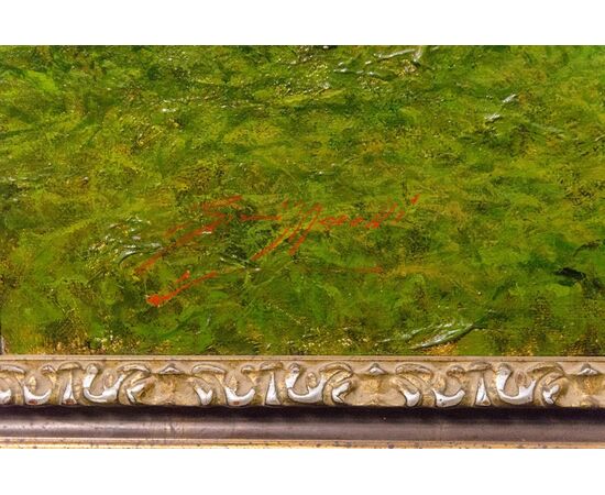 Italian landscape painting with flock - O/8216 -