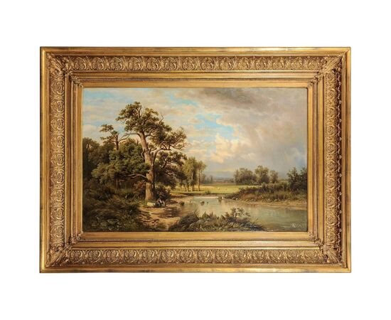 Italian landscape painted by a German painter - O/7427