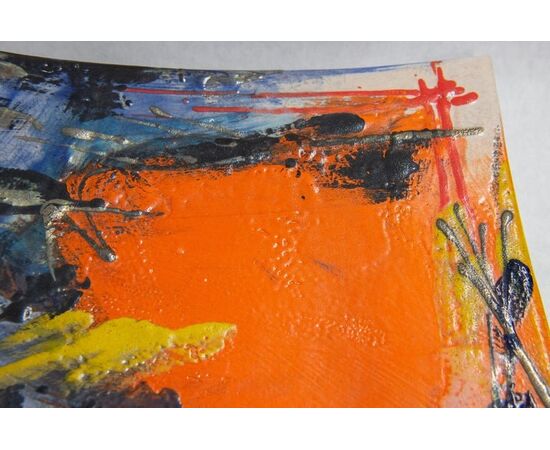 Large 'raku' ceramic wall plate - O/7467