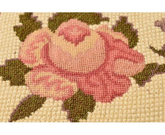 Pair of small square embroidered Needle Point rugs - no. 361-362
