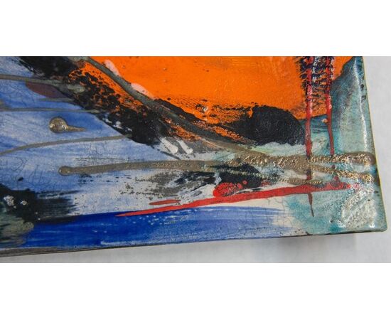 Large 'raku' ceramic wall plate - O/7467