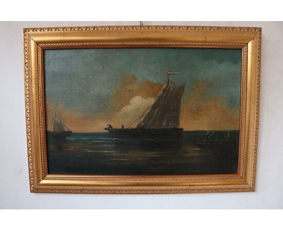 Dipinto, "Barche in mare"