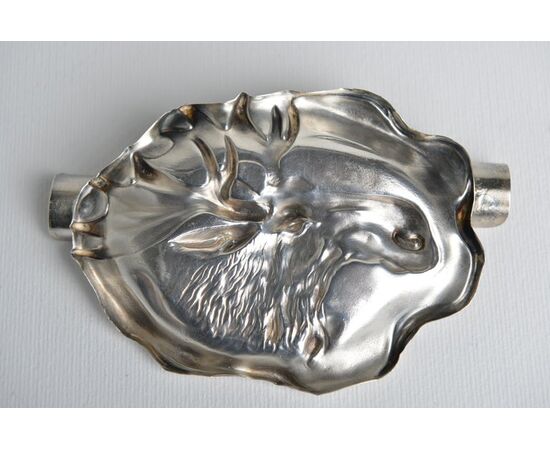 Silver ashtray with moose - A/2736
