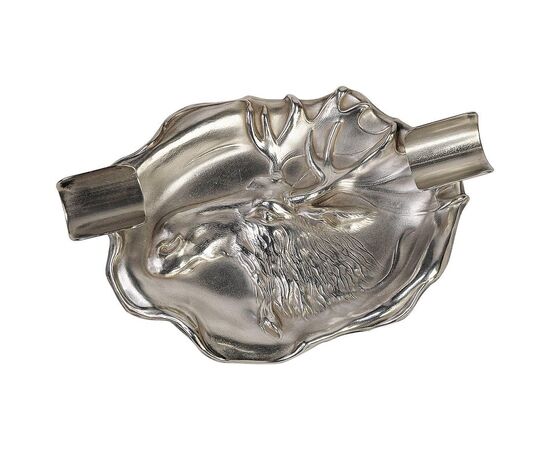 Silver ashtray with moose - A/2736
