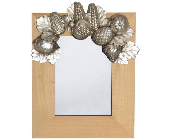 Wooden and silver-plated brass photo frame - O/1785