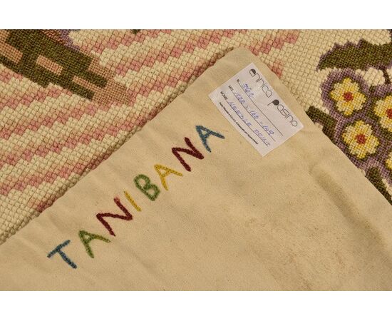 Pair of small square embroidered Needle Point rugs - no. 361-362