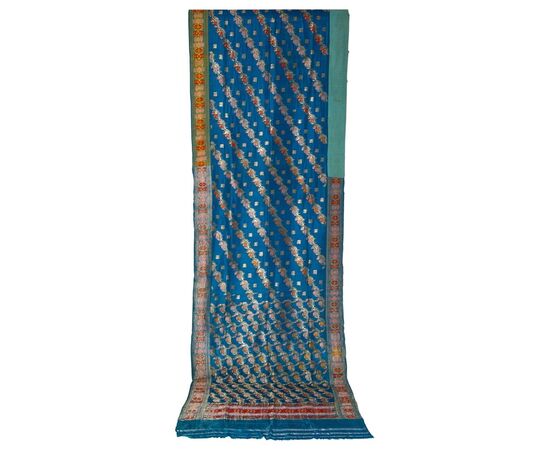 Antique turquoise Indian SARI - B/1524-7