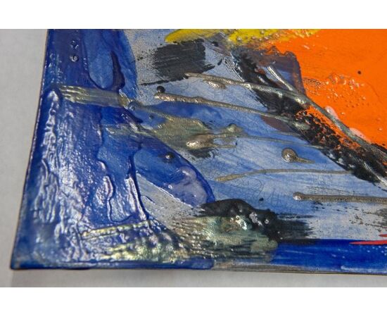 Large 'raku' ceramic wall plate - O/7467