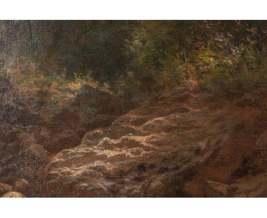 French painting "Stream in the woods" - O/8218