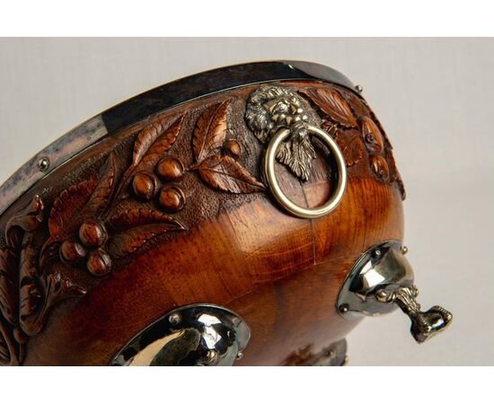 Antique Scottish wooden and silver plate bowl O/7478