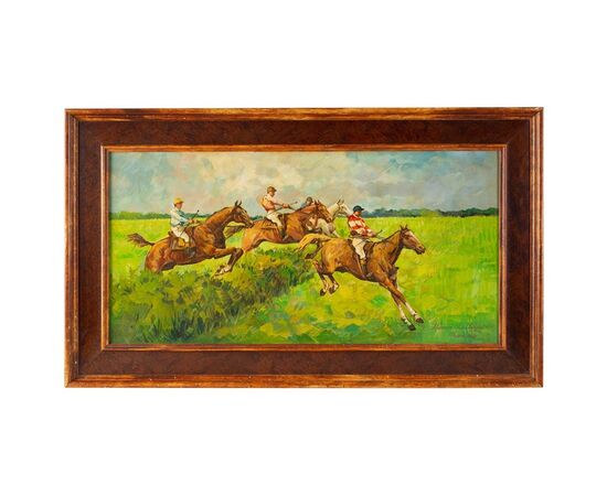 French painting with "horse race" - O/5059