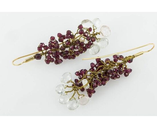 Earrings with garnets and aquamarine - G/359