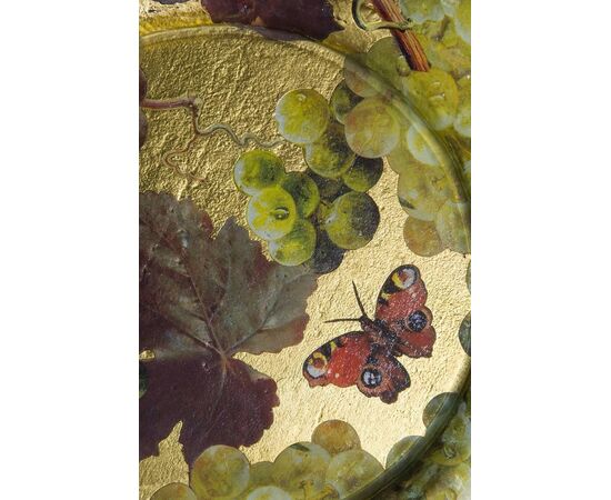 Large wall plate decorated with decoupage and gold leaf - O/5446
