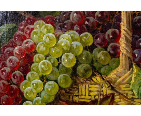 19th-century painting "grapes in a basket" - O/1699