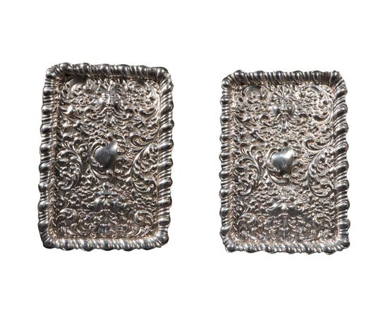 Pair of antique silver letter trays - A/2131-2132