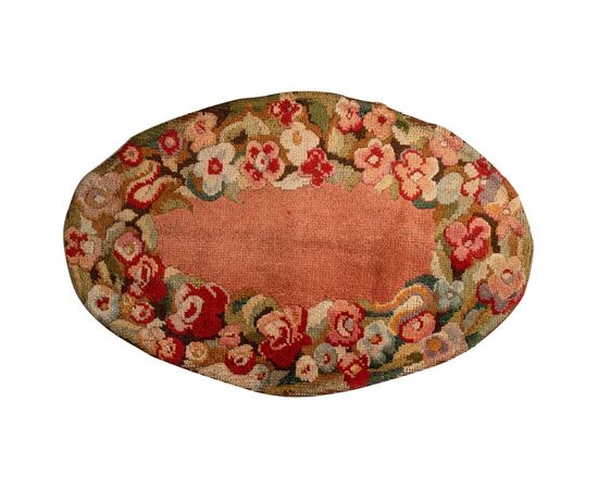 Small handmade HOOKED rug, vintage - n.1222 -
