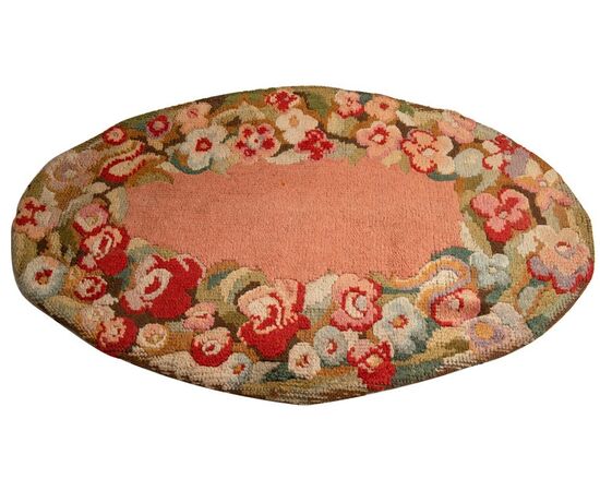Small handmade HOOKED rug, vintage - n.1222 -