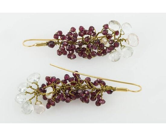 Earrings with garnets and aquamarine - G/359
