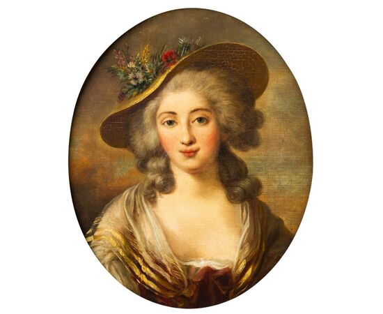 Oval painting with female portrait - O/5300 -