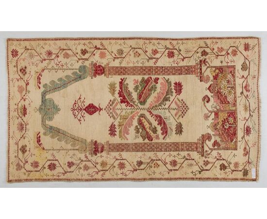 Antico tappeto a preghiera GHIORDES da collezione