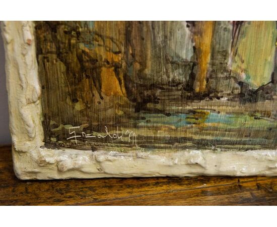 Italian ceramic panel painted with Ligurian landscape - O/8191 -