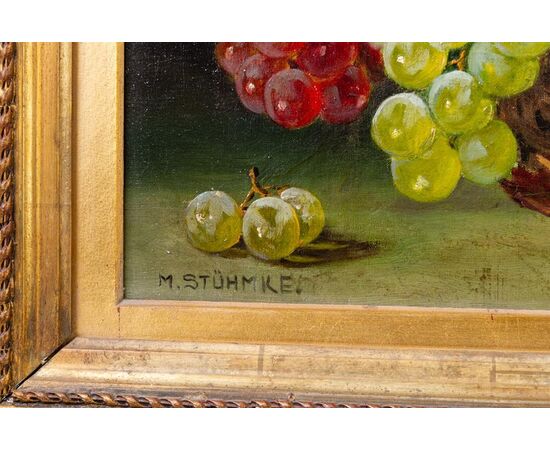 19th-century painting "grapes in a basket" - O/1699