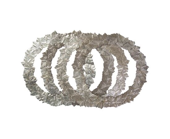 Set of 4 silver-plated leaf charger plates - O/1790.
