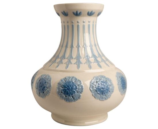 Vaso in ceramica bianco ed azzurro - O/830 -