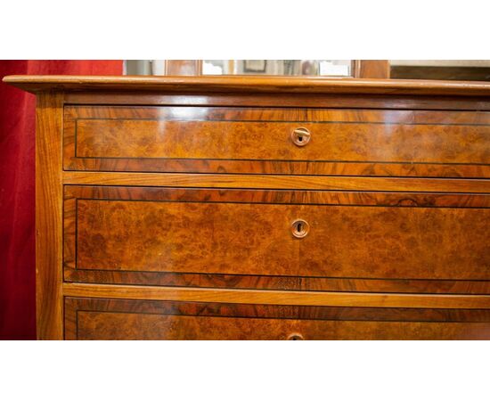 Comò in rovere e radica di noce con specchiera  - M/1179