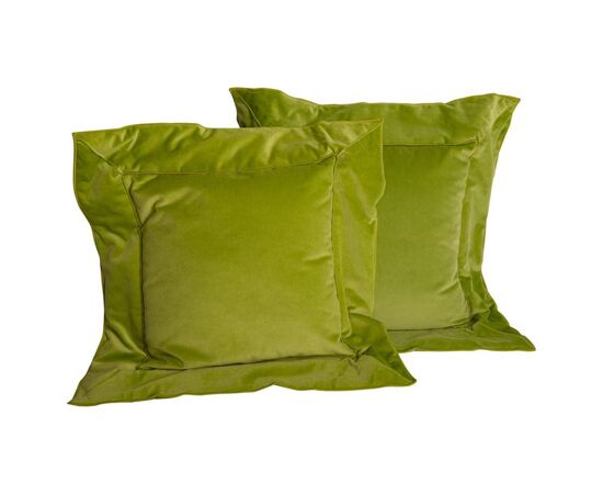 Pair of apple green velvet cushions - B/1972 -