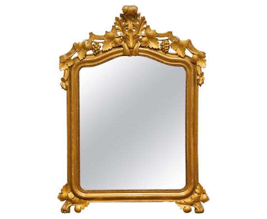 Antica specchiera in legno dorata con uva - M/1357 -