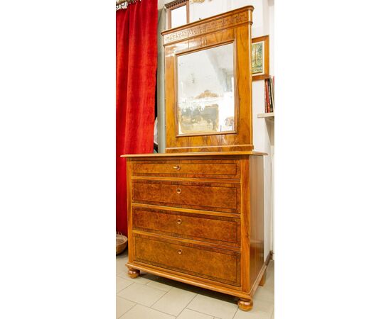 Comò in rovere e radica di noce con specchiera  - M/1179