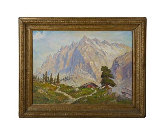 Painting with mountain landscape - O/5151 -