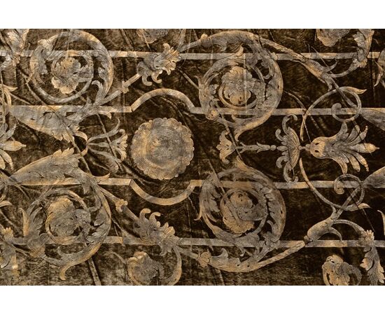 Coppia di pannelli in velluto marrone con stampa a mano - B/1778 -