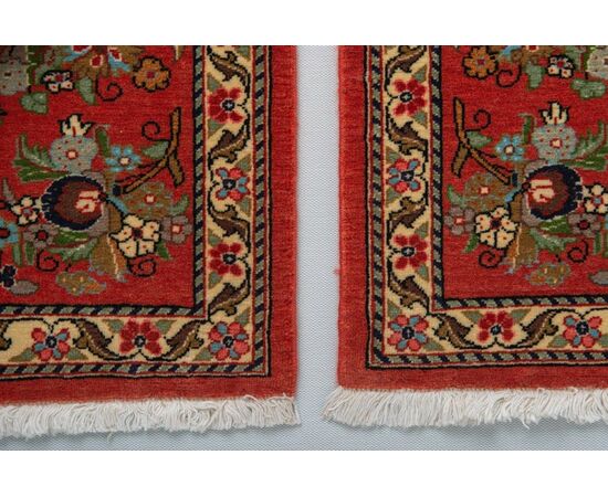 Pair of Persian GHUM bedside rugs - Shah Pahlavi period - no. 708-709.