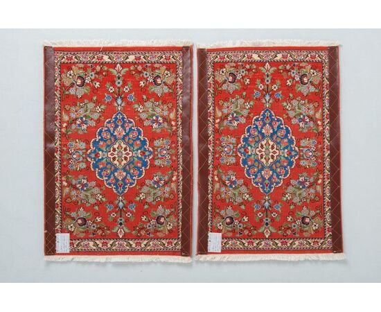 Pair of Persian GHUM bedside rugs - Shah Pahlavi period - no. 708-709.