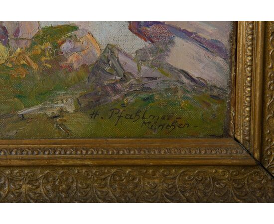 Painting with mountain landscape - O/5151 -